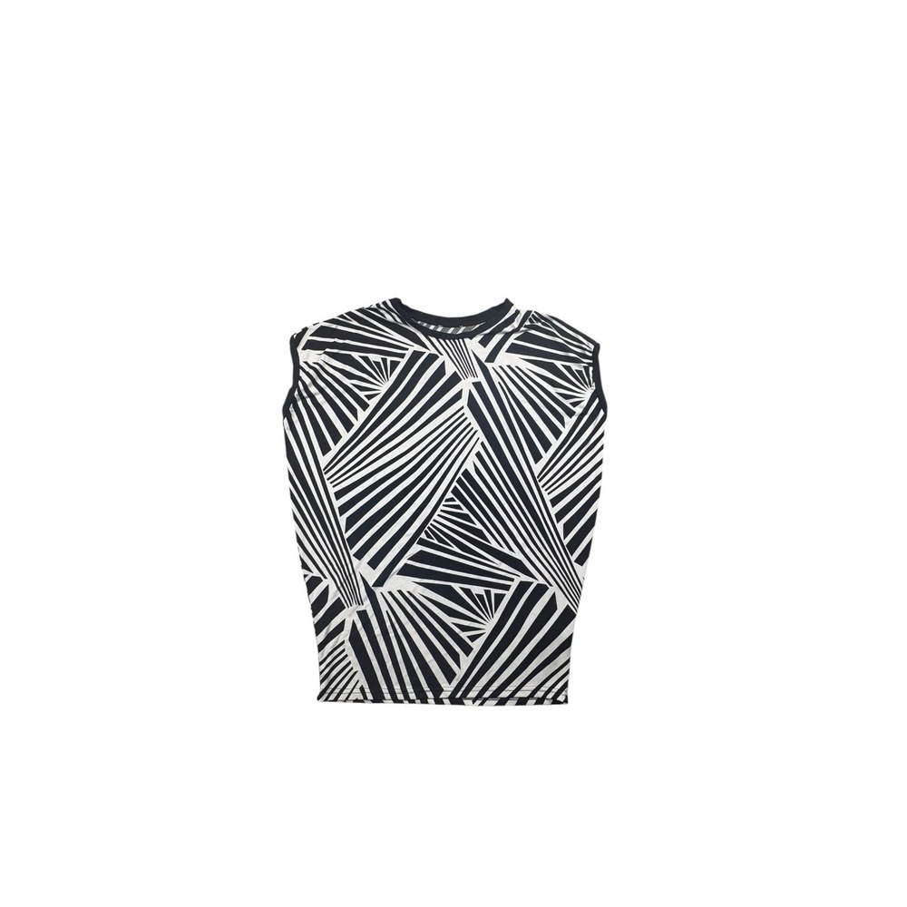 Forever 21 Women's M Black White Geometric Sleeveless Stretch Top